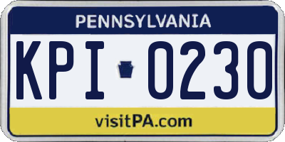 PA license plate KPI0230