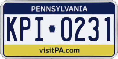 PA license plate KPI0231