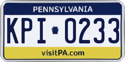 PA license plate KPI0233