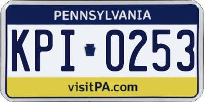 PA license plate KPI0253