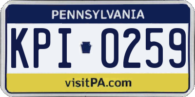 PA license plate KPI0259