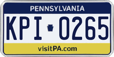 PA license plate KPI0265