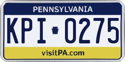 PA license plate KPI0275