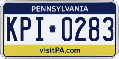PA license plate KPI0283