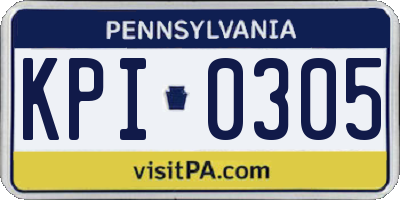 PA license plate KPI0305