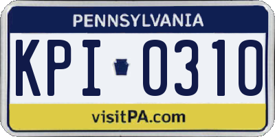 PA license plate KPI0310