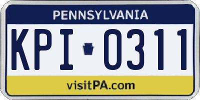 PA license plate KPI0311