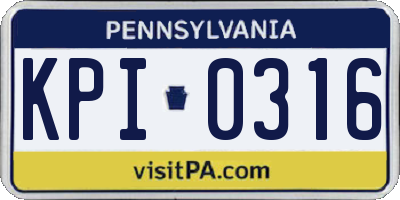 PA license plate KPI0316
