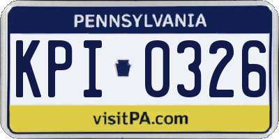 PA license plate KPI0326