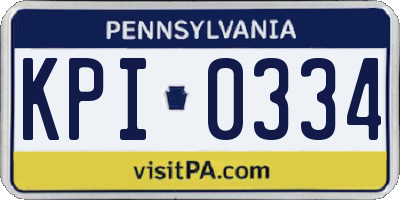 PA license plate KPI0334