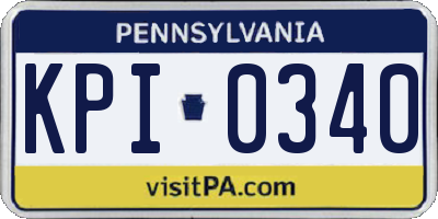 PA license plate KPI0340