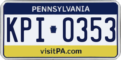 PA license plate KPI0353