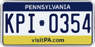 PA license plate KPI0354