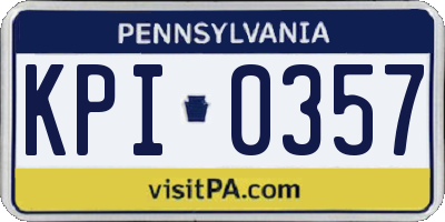 PA license plate KPI0357