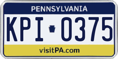 PA license plate KPI0375