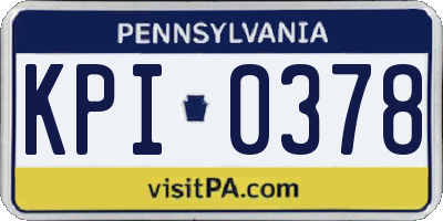 PA license plate KPI0378