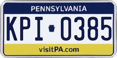 PA license plate KPI0385