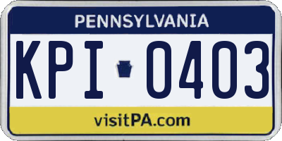 PA license plate KPI0403