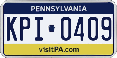 PA license plate KPI0409