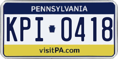 PA license plate KPI0418