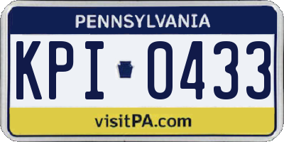 PA license plate KPI0433