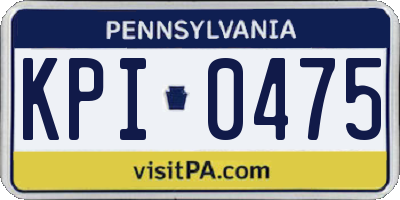 PA license plate KPI0475