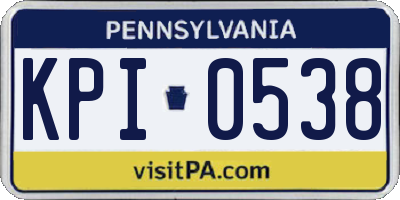PA license plate KPI0538