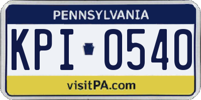 PA license plate KPI0540