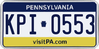 PA license plate KPI0553