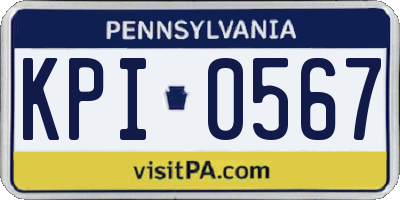 PA license plate KPI0567