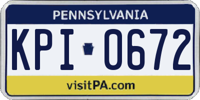 PA license plate KPI0672