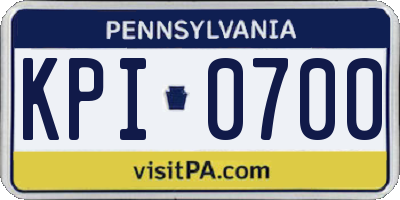 PA license plate KPI0700