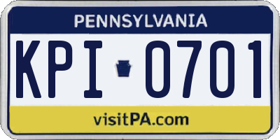 PA license plate KPI0701