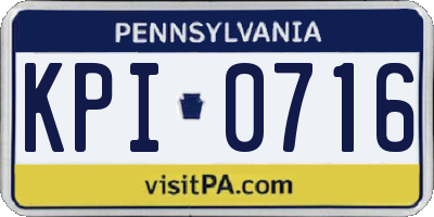 PA license plate KPI0716