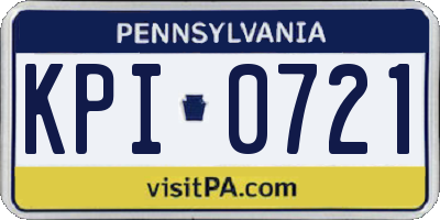 PA license plate KPI0721