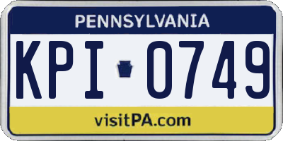PA license plate KPI0749