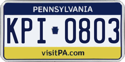PA license plate KPI0803