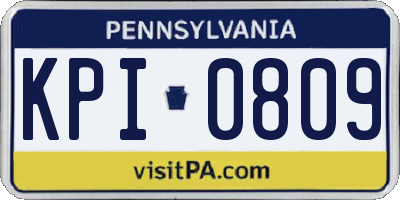 PA license plate KPI0809