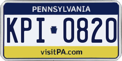 PA license plate KPI0820