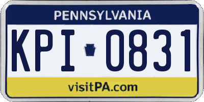 PA license plate KPI0831