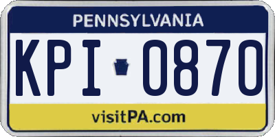 PA license plate KPI0870