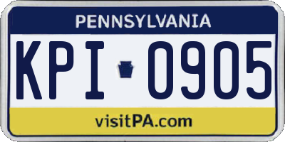 PA license plate KPI0905