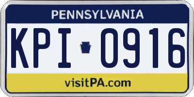 PA license plate KPI0916