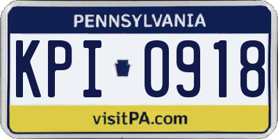 PA license plate KPI0918