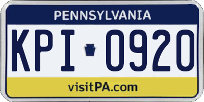 PA license plate KPI0920