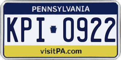 PA license plate KPI0922