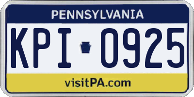 PA license plate KPI0925