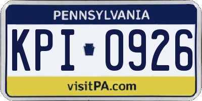 PA license plate KPI0926
