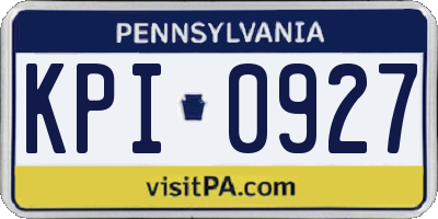 PA license plate KPI0927