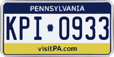 PA license plate KPI0933